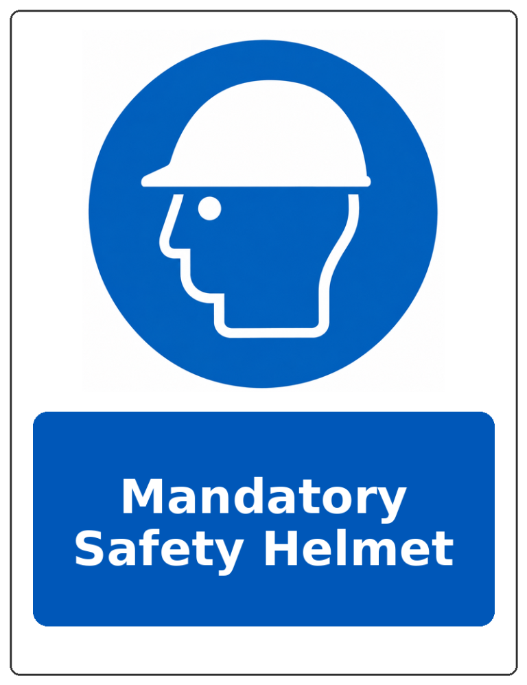 Mandatory Safety Helmet portrait head protection mandatory sticker