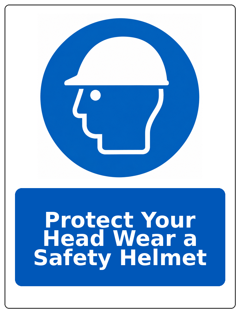 Protect Your Head Wear a Safety Helmet portrait head protection mandatory sticker