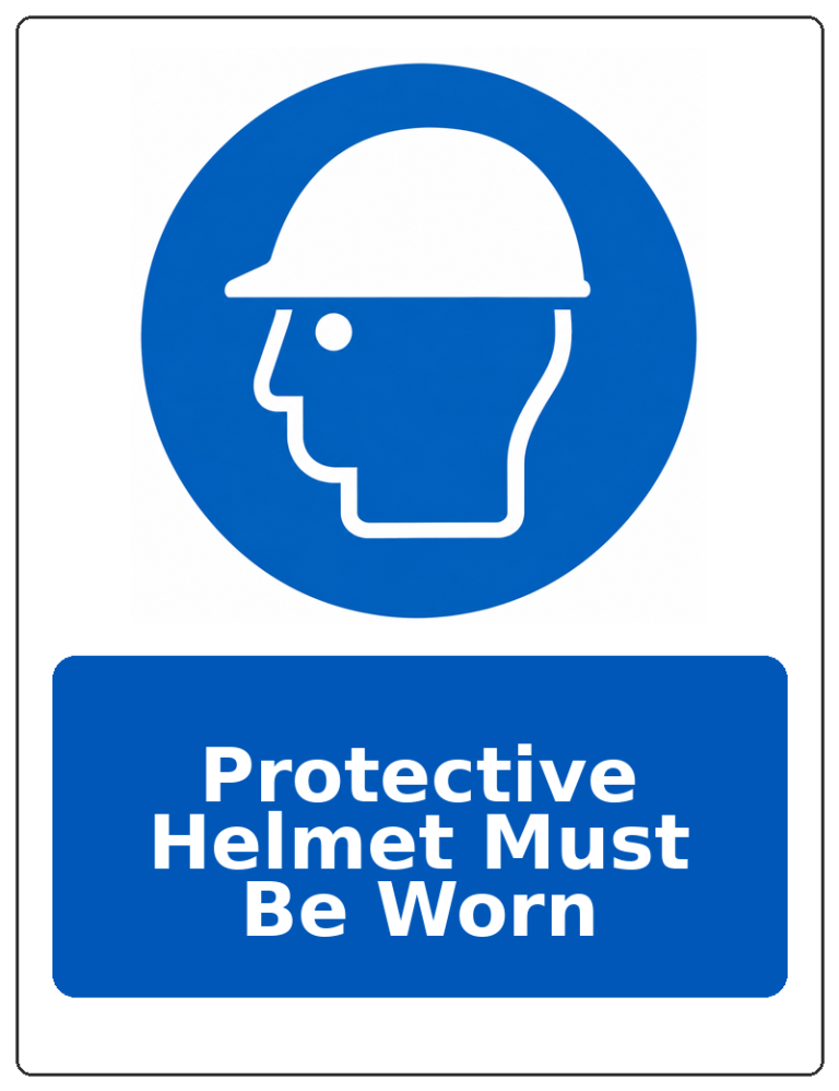 Protective Helmet Must Be Worn portrait head protection mandatory sticker