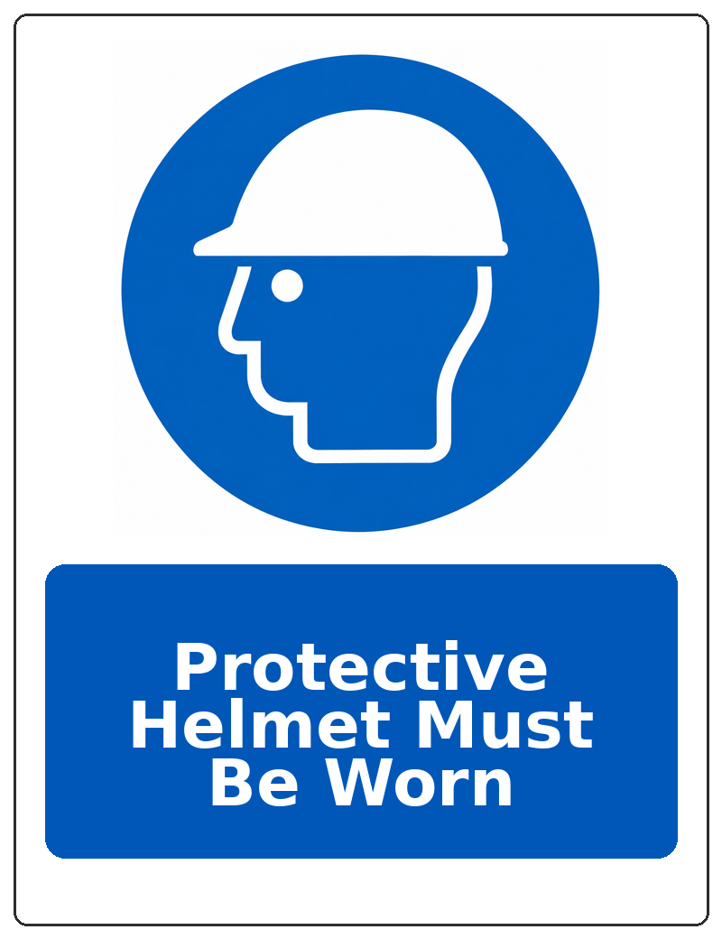 Protective Helmet Must Be Worn portrait head protection mandatory sticker