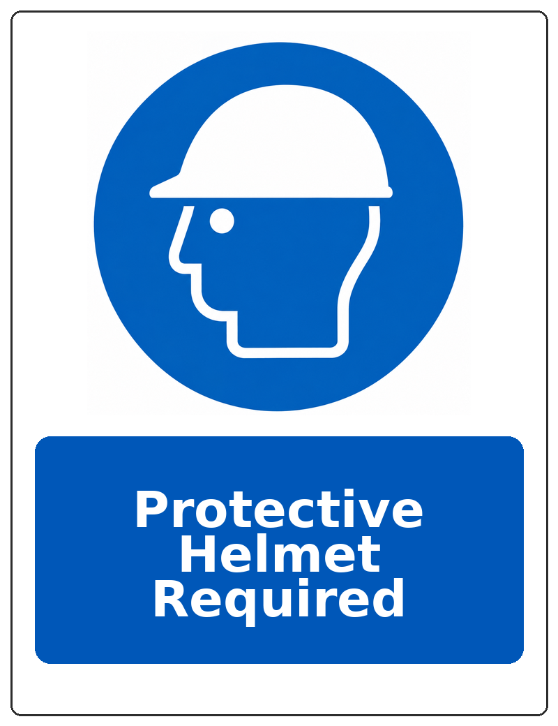 Protective Helmet Required portrait head protection mandatory sticker