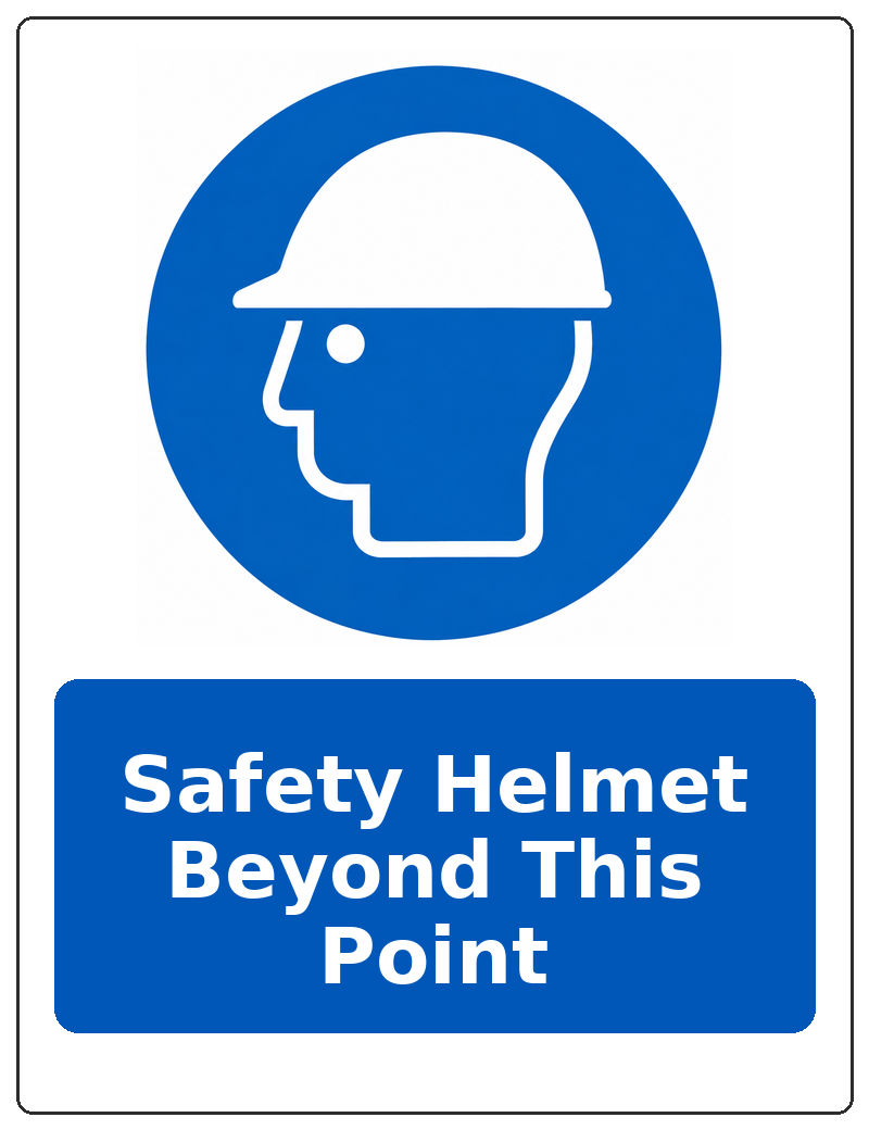 Safety Helmet Beyond This Point portrait head protection mandatory sticker