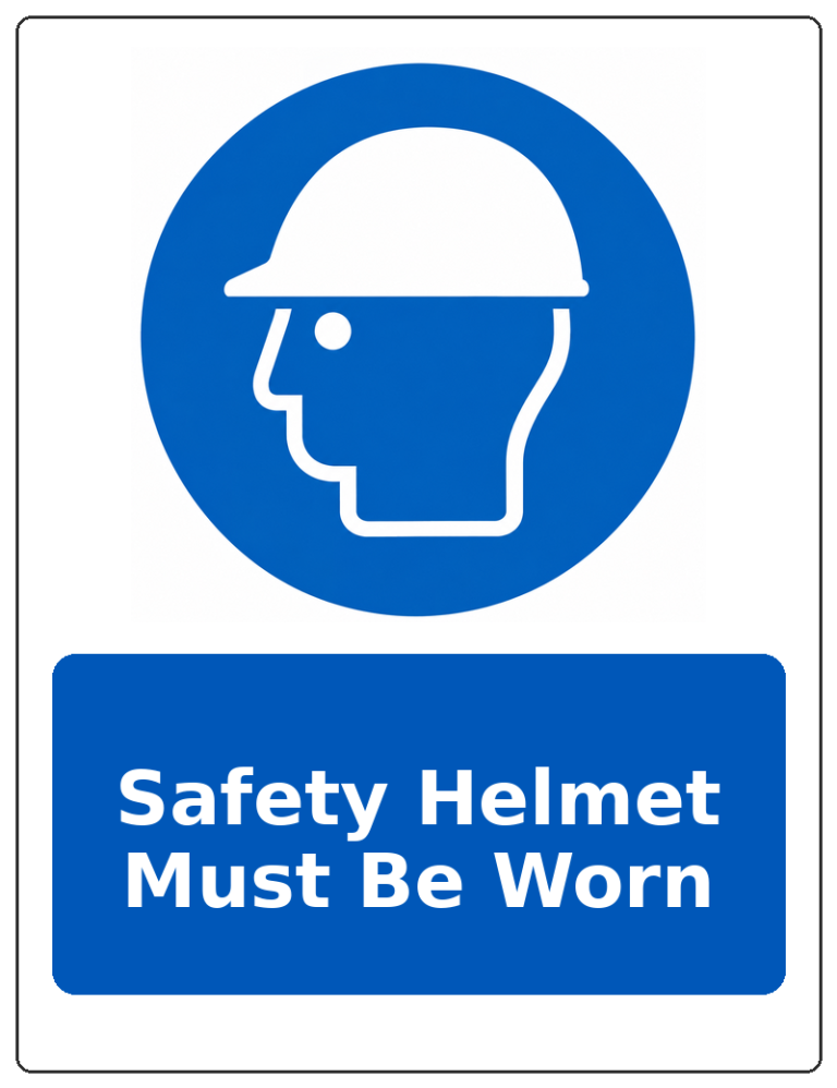 Safety Helmet Must Be Worn portrait head protection mandatory sticker