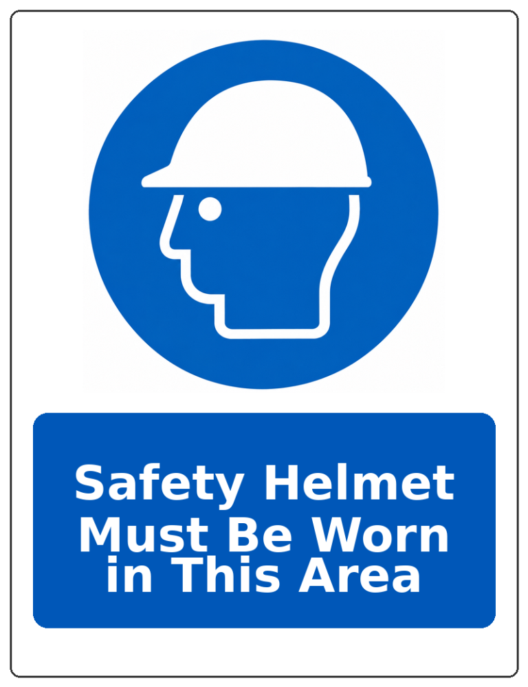 Safety Helmet Must Be Worn in This Area portrait head protection mandatory sticker