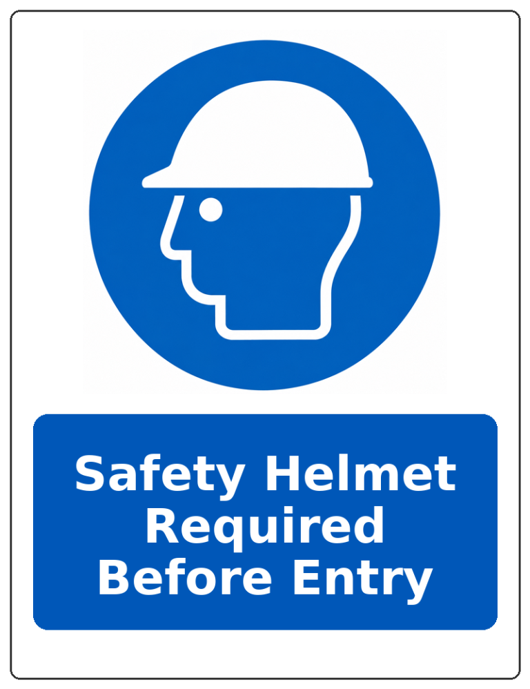 Safety Helmet Required Before Entry portrait head protection mandatory sticker