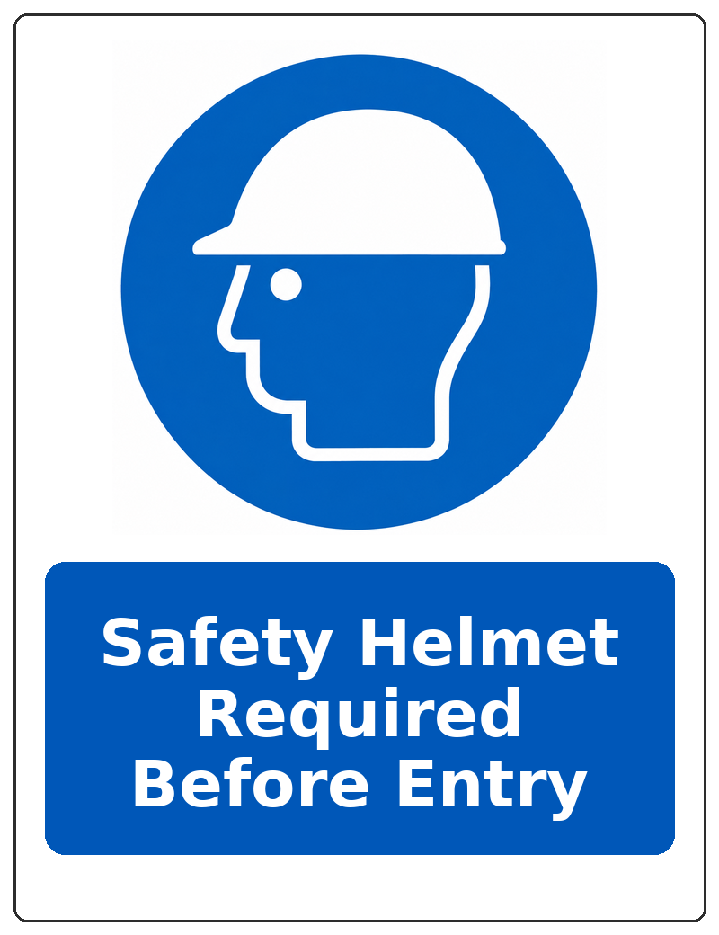 Safety Helmet Required Before Entry portrait head protection mandatory sticker