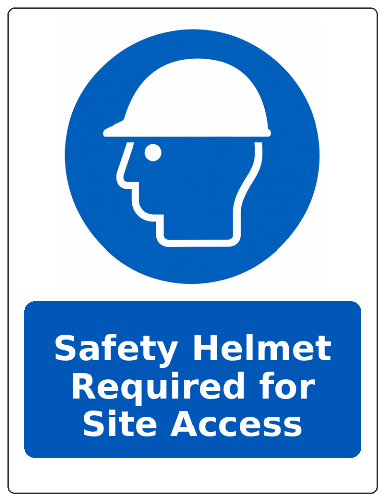 Safety Helmet Required for Site Access portrait head protection mandatory sticker