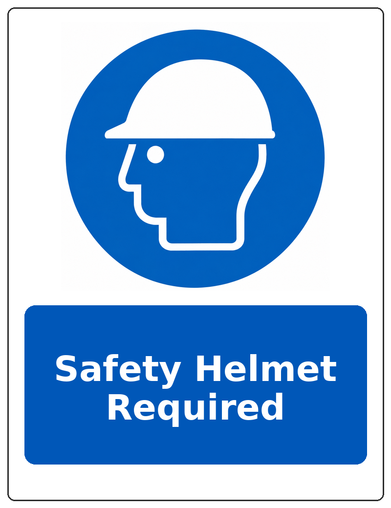Safety Helmet Required portrait head protection mandatory sticker