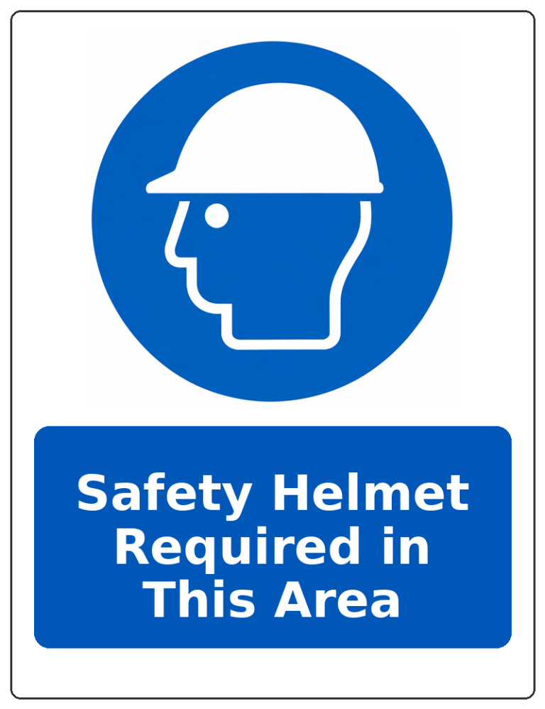 Safety Helmet Required in This Area portrait head protection mandatory sticker