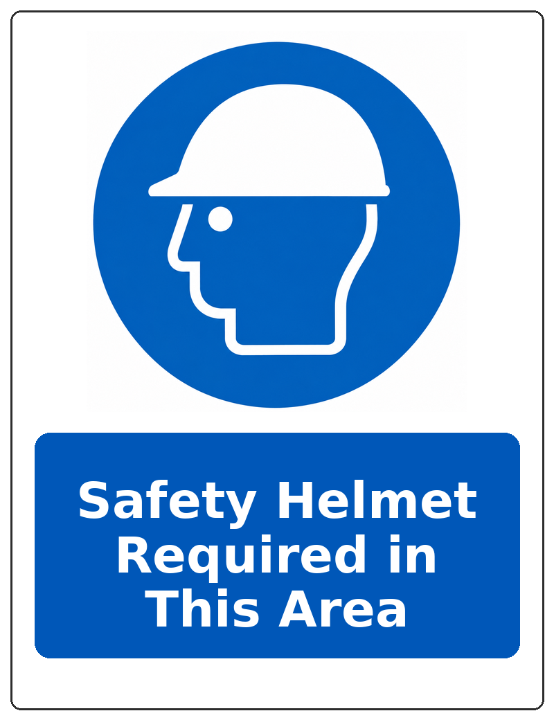 Safety Helmet Required in This Area portrait head protection mandatory sticker