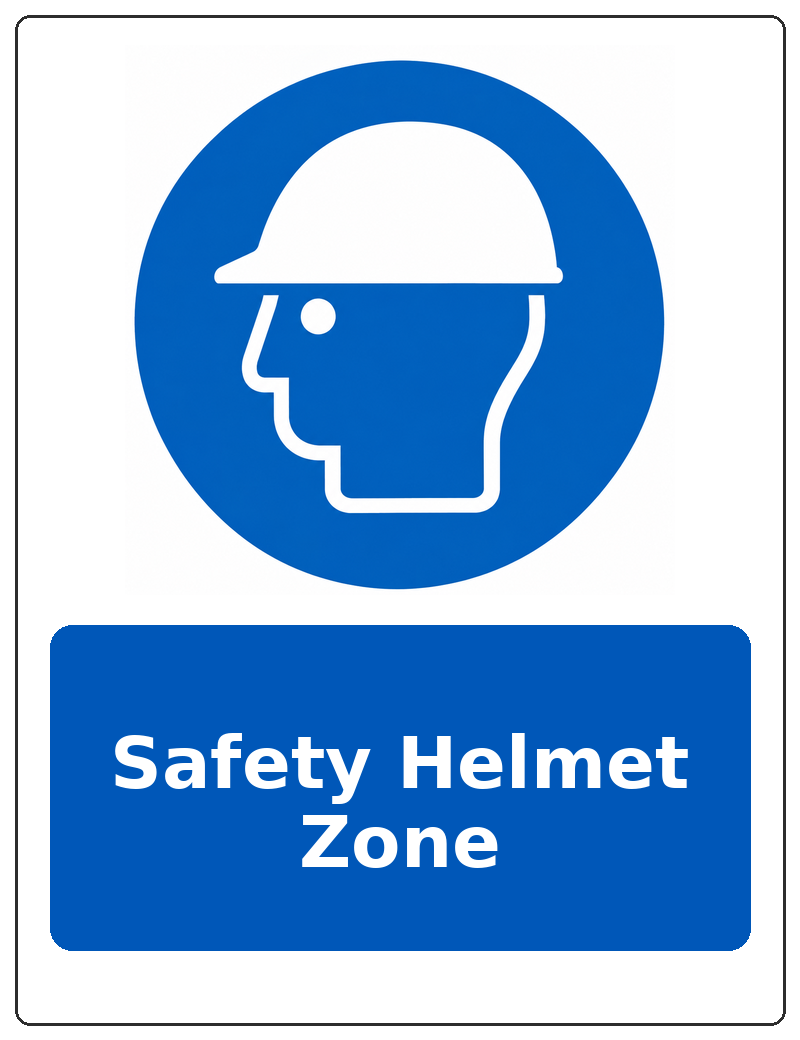 Safety Helmet Zone portrait head protection mandatory sticker