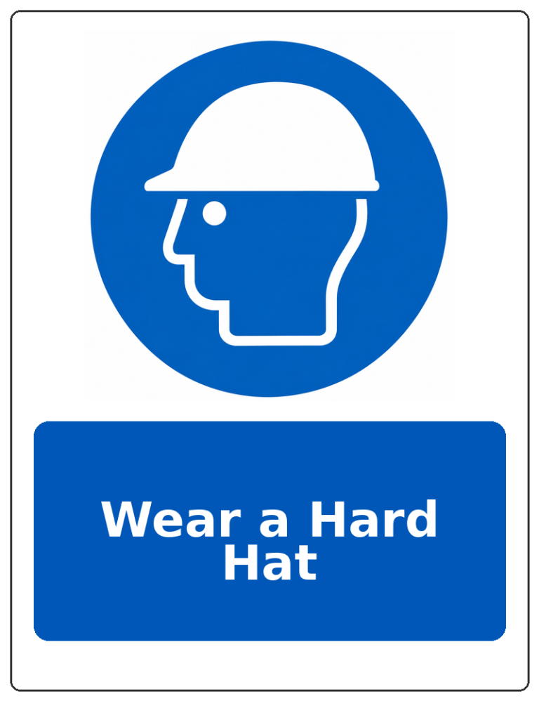Wear a Hard Hat portrait head protection mandatory sticker