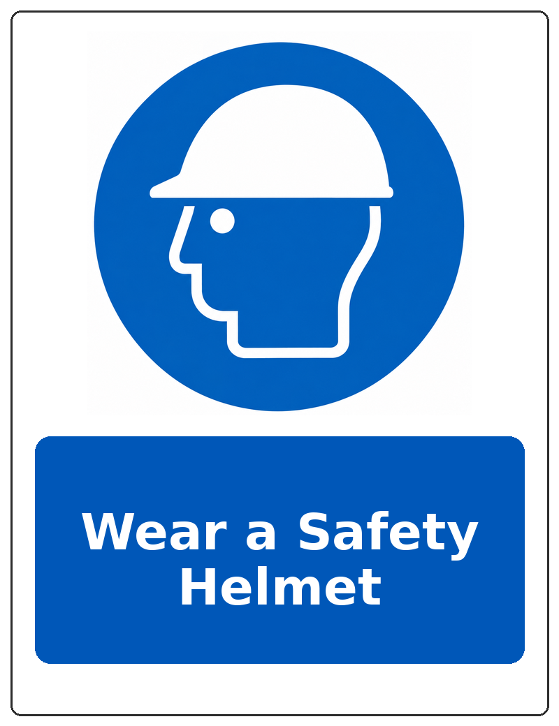 Wear a Safety Helmet portrait head protection mandatory sticker