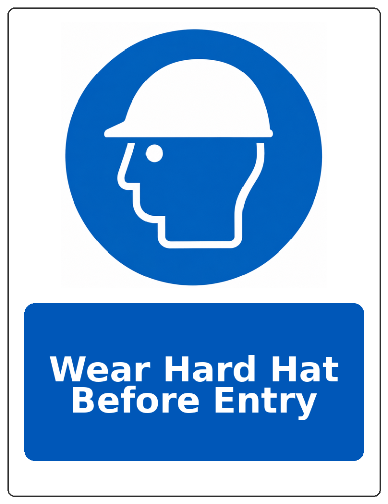 Wear Hard Hat Before Entry portrait head protection mandatory sticker