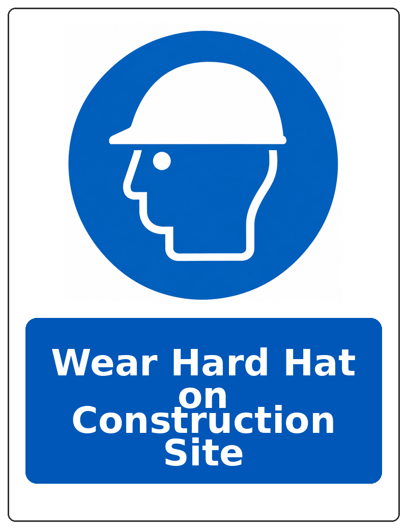 Wear Hard Hat on Construction Site portrait head protection mandatory sticker