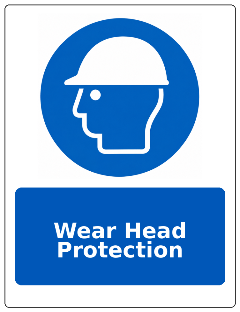 Wear Head Protection portrait head protection mandatory sticker