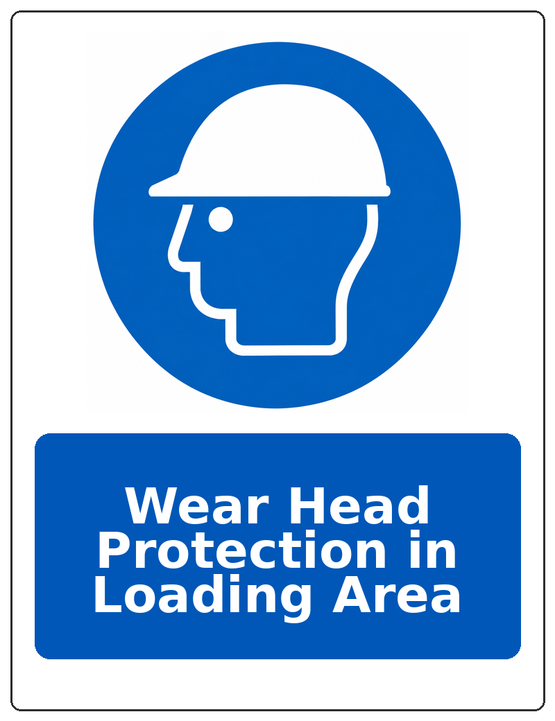 Wear Head Protection in Loading Area portrait head protection mandatory sticker