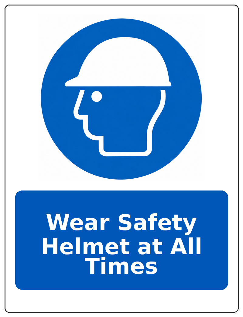 Wear Safety Helmet at All Times portrait head protection mandatory sticker