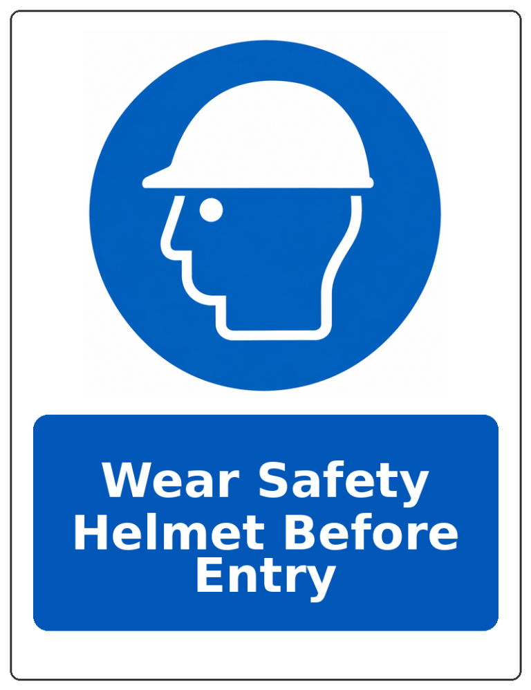 Wear Safety Helmet Before Entry portrait head protection mandatory sticker