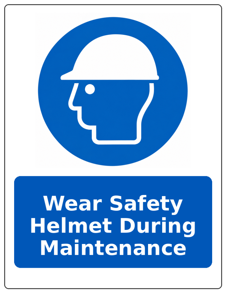 Wear Safety Helmet During Maintenance portrait head protection mandatory sticker
