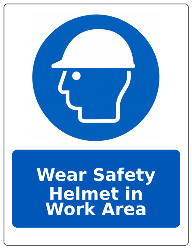 Wear Safety Helmet in Work Area portrait head protection mandatory sticker
