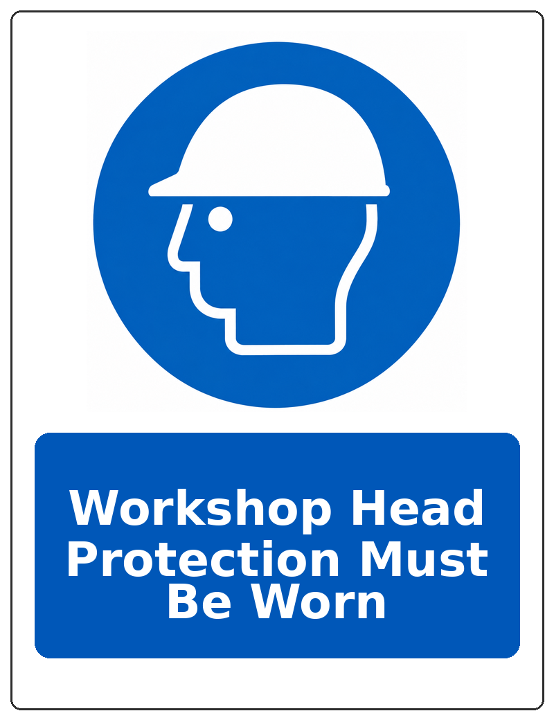 Workshop Head Protection Must Be Worn portrait head protection mandatory sticker