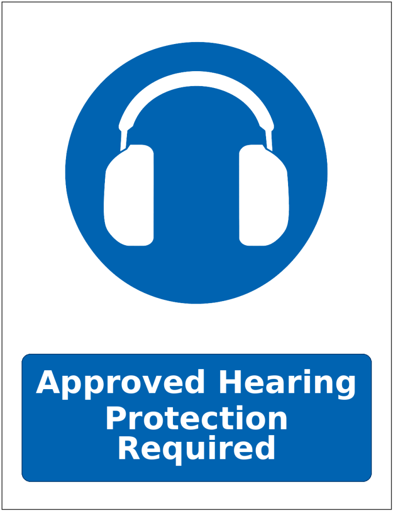 Approved Hearing Protection Required mandatory hearing protection safety sticker