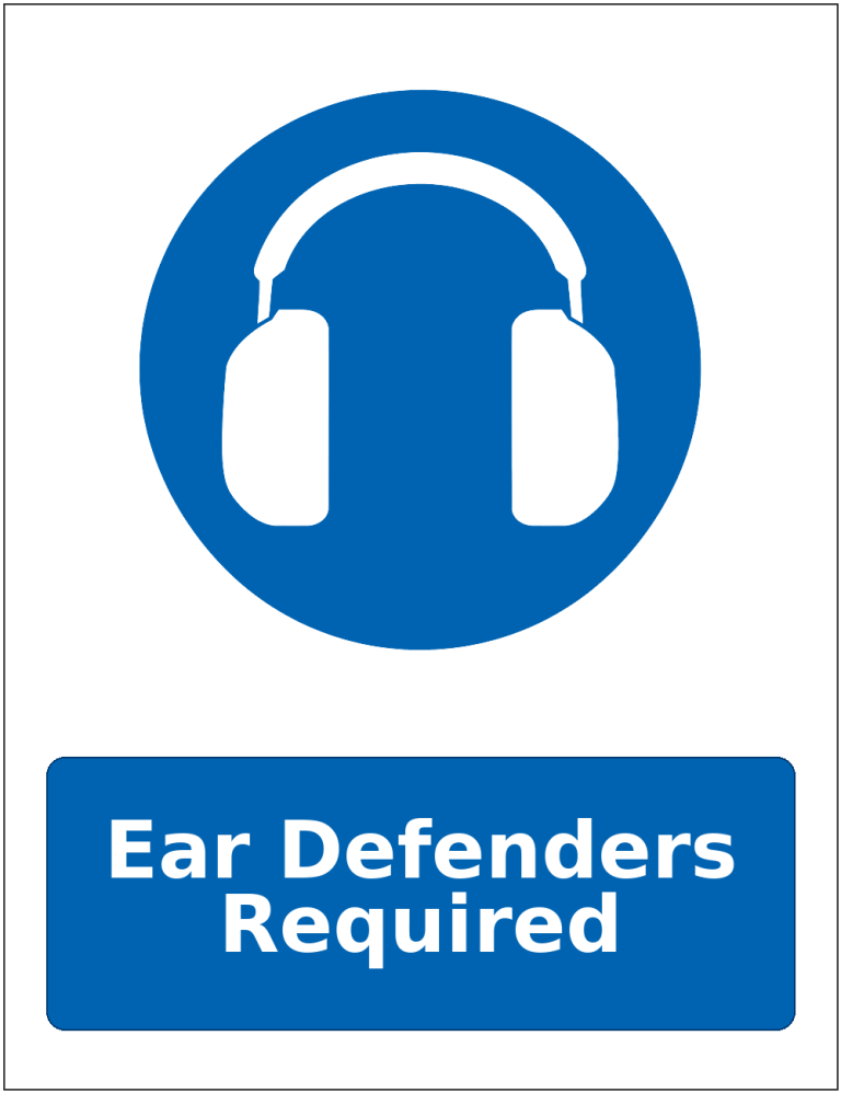 Ear Defenders Required mandatory hearing protection safety sticker