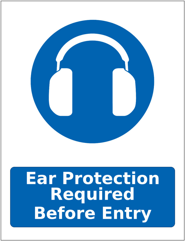 Ear Protection Required Before Entry mandatory hearing protection safety sticker