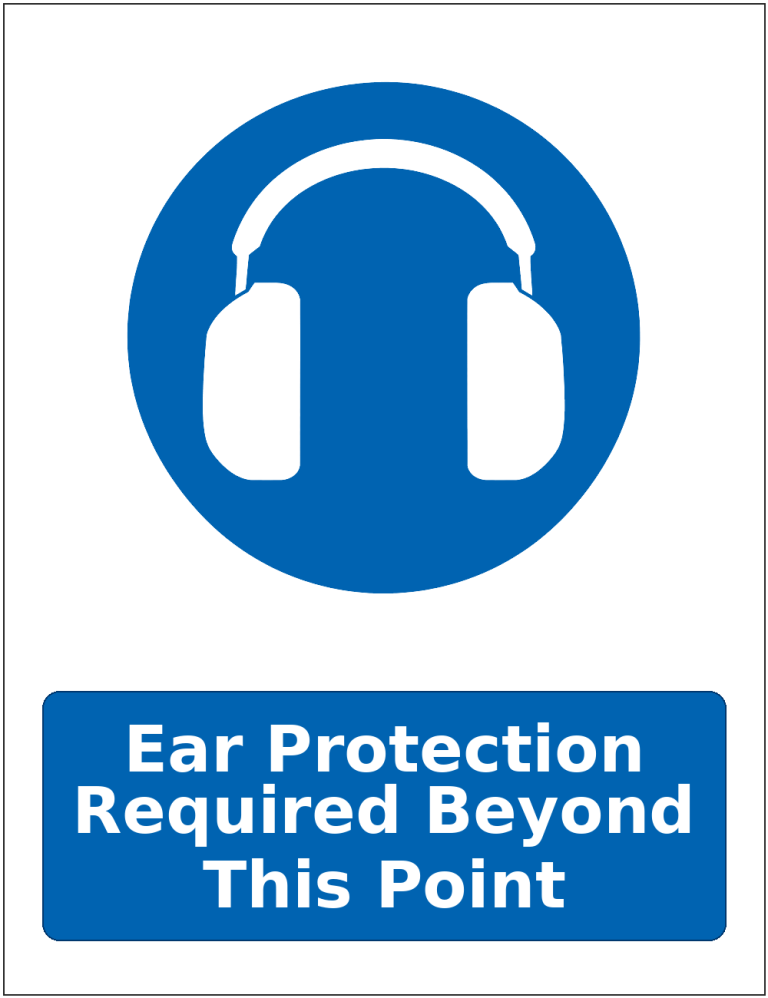 Ear Protection Required Beyond This Point mandatory hearing protection safety sticker