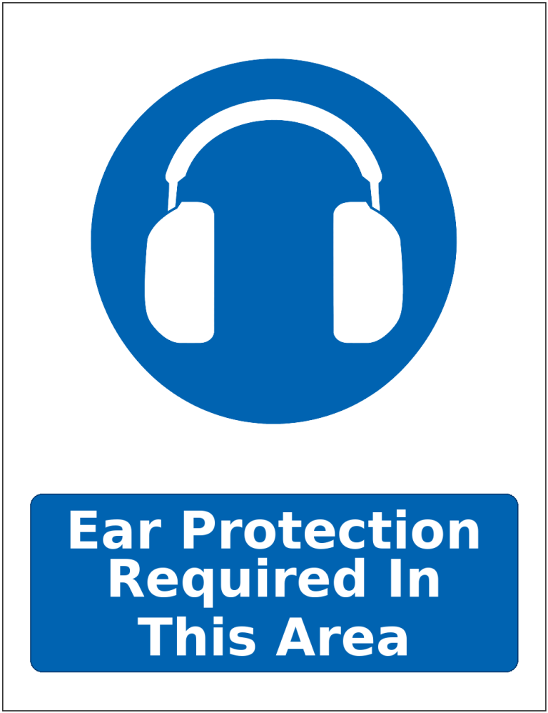 Ear Protection Required In This Area mandatory hearing protection safety sticker