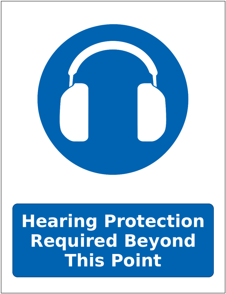 Hearing Protection Required Beyond This Point mandatory hearing protection safety sticker