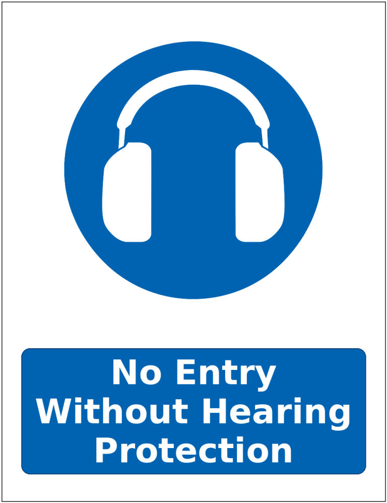No Entry Without Hearing Protection mandatory hearing protection safety sticker