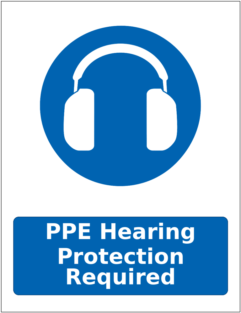 PPE Hearing Protection Required mandatory hearing protection safety sticker
