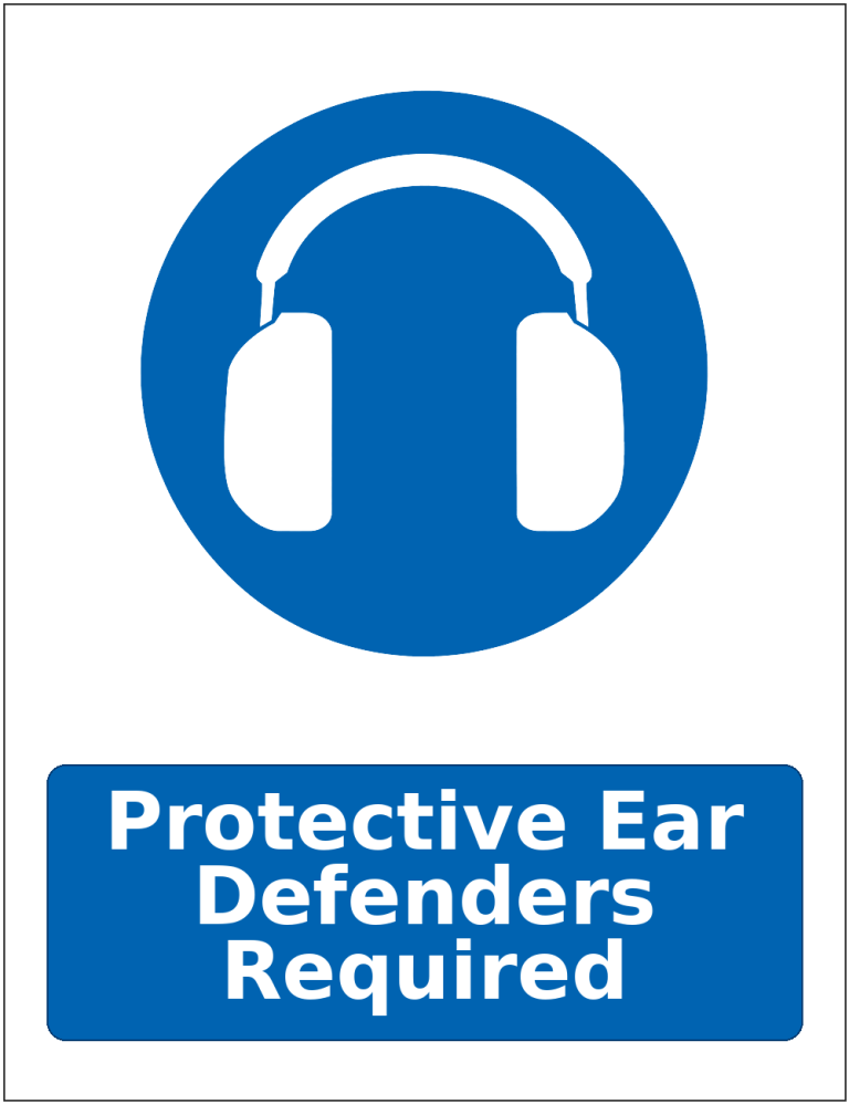 Protective Ear Defenders Required mandatory hearing protection safety sticker