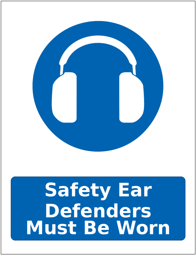 Safety Ear Defenders Must Be Worn mandatory hearing protection safety sticker