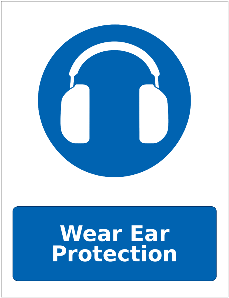 Wear Ear Protection mandatory hearing protection safety sticker
