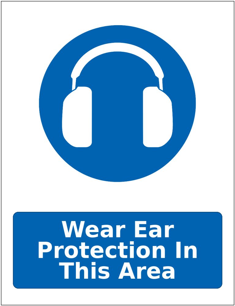 Wear Ear Protection In This Area mandatory hearing protection safety sticker