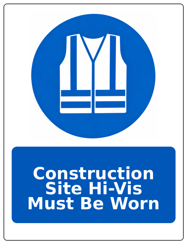 Construction Site Hi-Vis Must Be Worn portrait high visibility clothing mandatory sticker