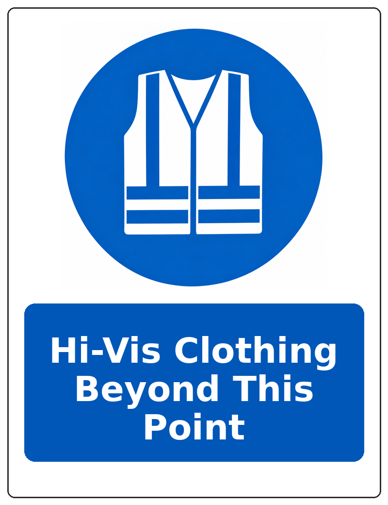 Hi-Vis Clothing Beyond This Point portrait high visibility clothing mandatory sticker