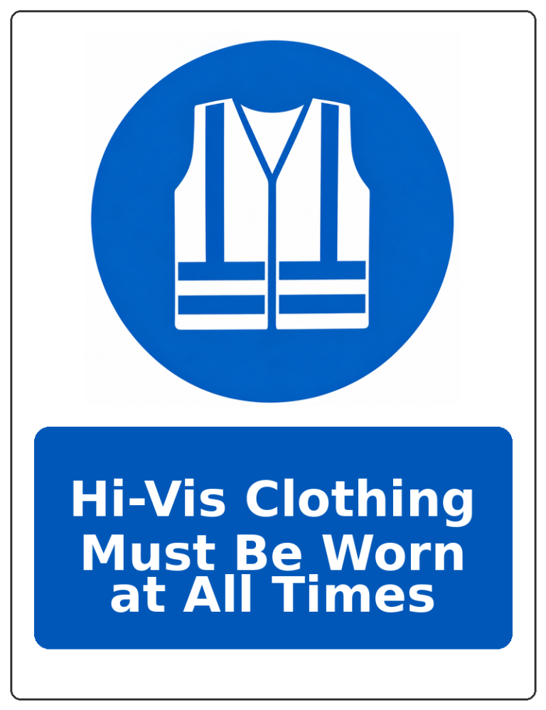 Hi-Vis Clothing Must Be Worn at All Times portrait high visibility clothing mandatory sticker