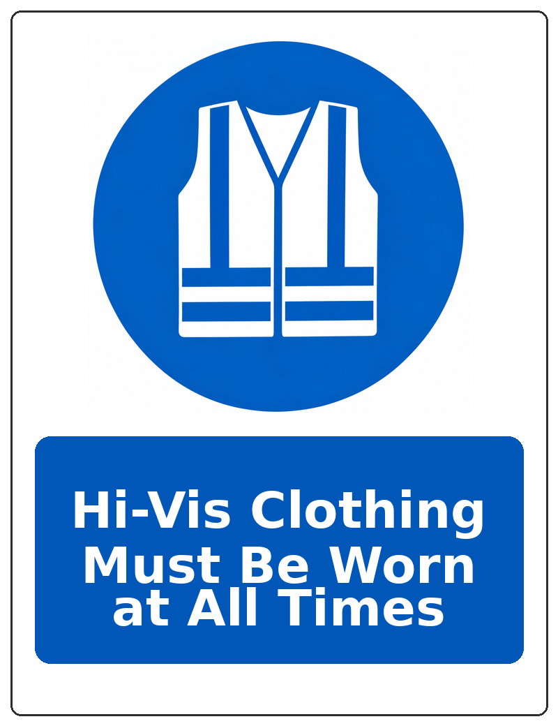 Hi-Vis Clothing Must Be Worn at All Times portrait high visibility clothing mandatory sticker