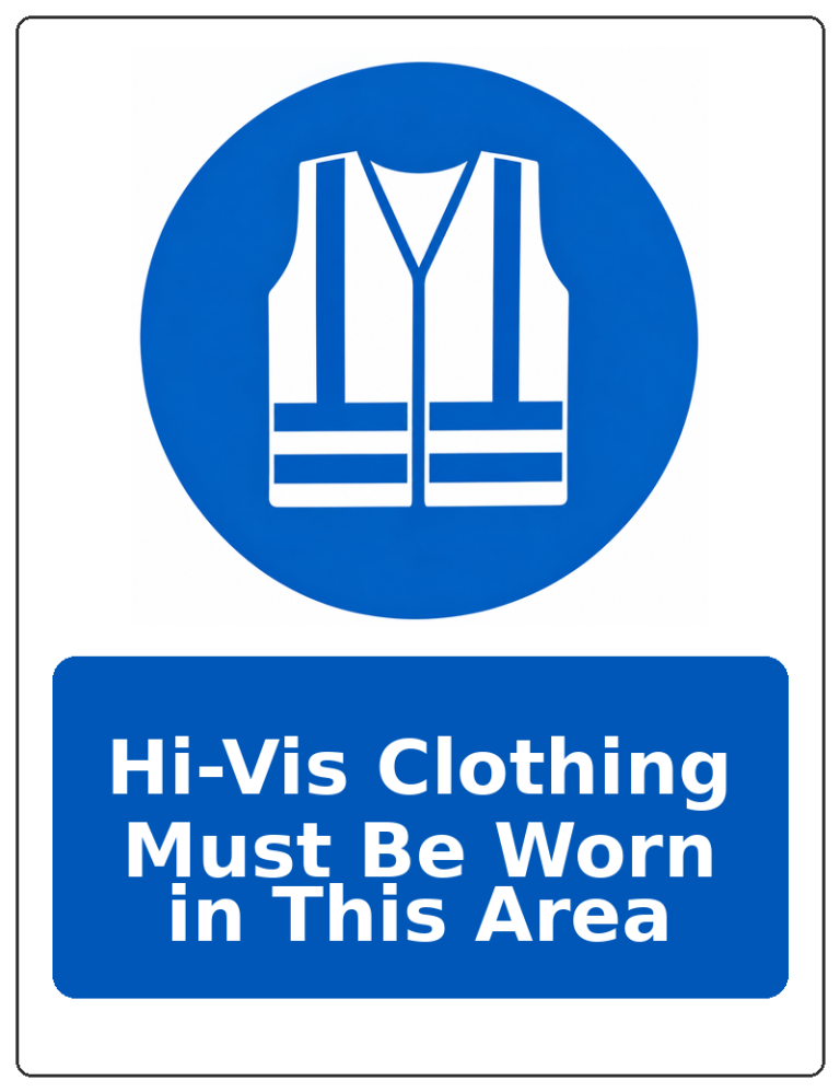 Hi-Vis Clothing Must Be Worn in This Area portrait high visibility clothing mandatory sticker