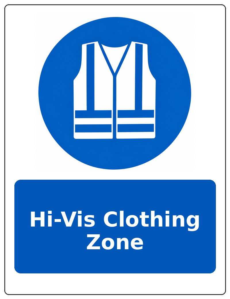 Hi-Vis Clothing Zone portrait high visibility clothing mandatory sticker