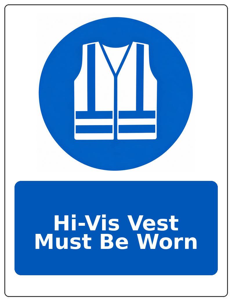 Hi-Vis Vest Must Be Worn portrait high visibility clothing mandatory sticker