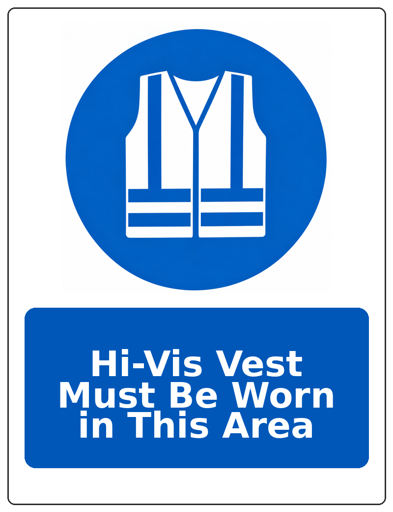 Hi-Vis Vest Must Be Worn in This Area portrait high visibility clothing mandatory sticker