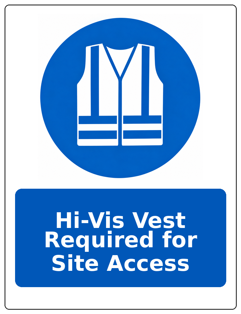 Hi-Vis Vest Required for Site Access portrait high visibility clothing mandatory sticker