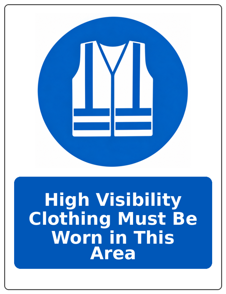High Visibility Clothing Must Be Worn in This Area portrait high visibility clothing mandatory sticker