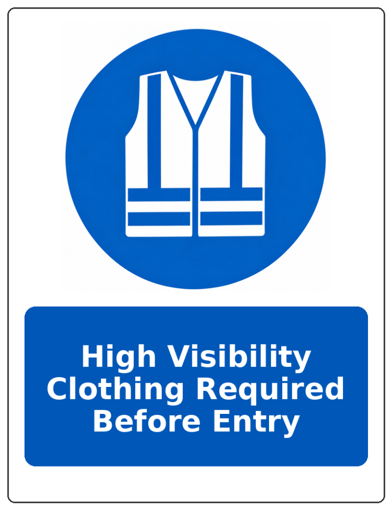 High Visibility Clothing Required Before Entry portrait high visibility clothing mandatory sticker