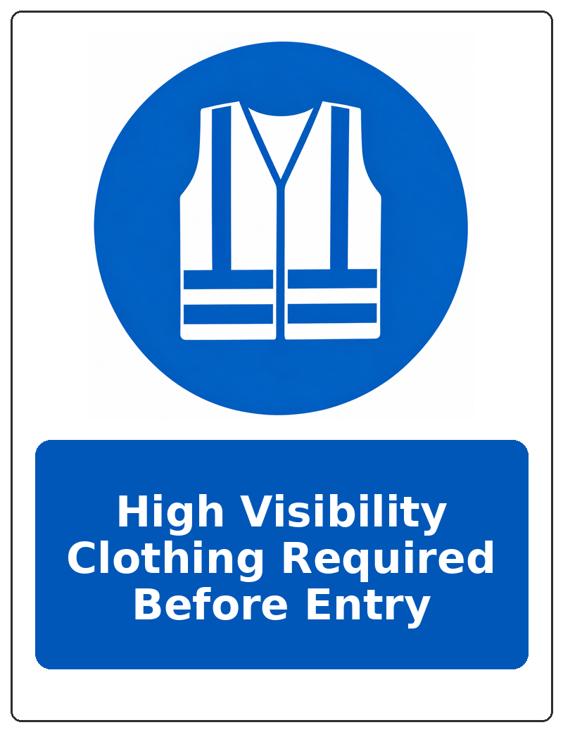 High Visibility Clothing Required Before Entry portrait high visibility clothing mandatory sticker